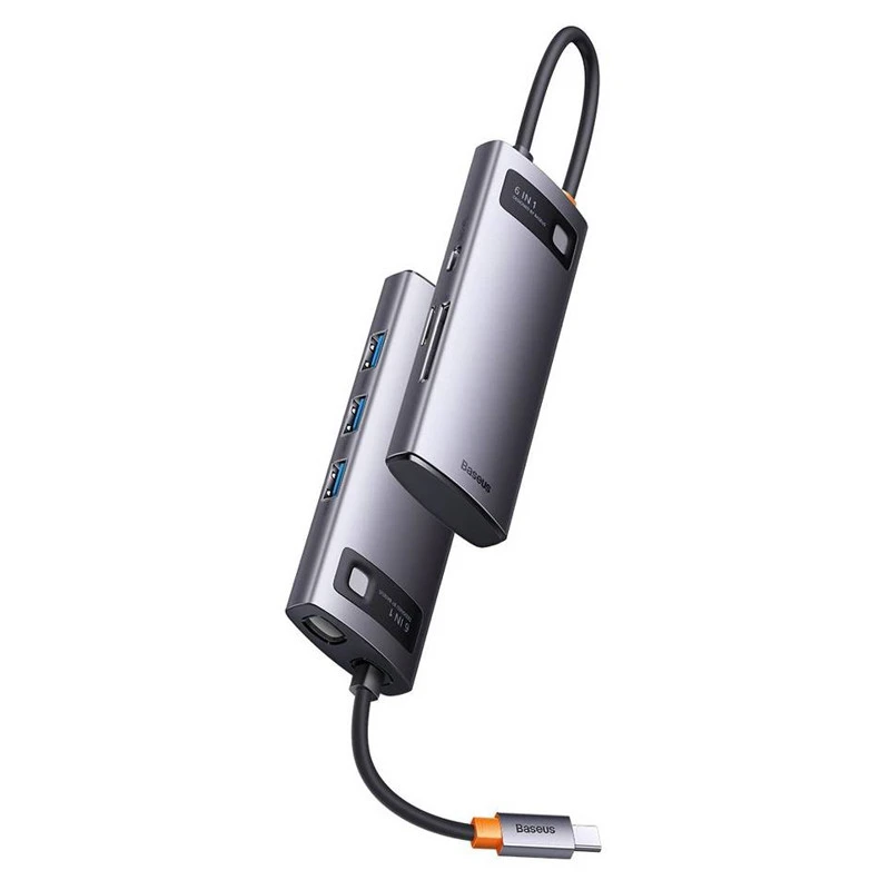 هاب 6 پورت Type-C باسئوس Metal Gleam Series WKWG030213