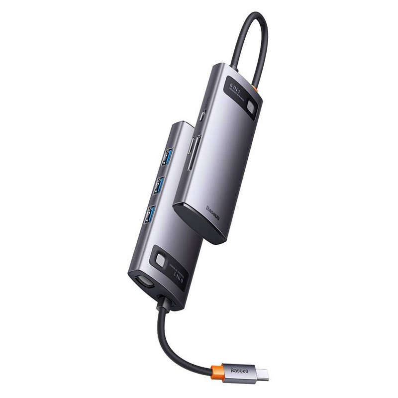هاب 6 پورت Type-C باسئوس Metal Gleam Series WKWG030213