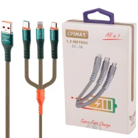 کابل ۳ سر فست شارژ Epimax EC-38 5A 1.2m