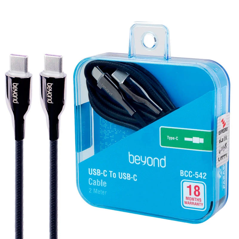 کابل تبدیل فست شارژ Beyond BCC-542 Type-C To Type-C 3A 60W 2m