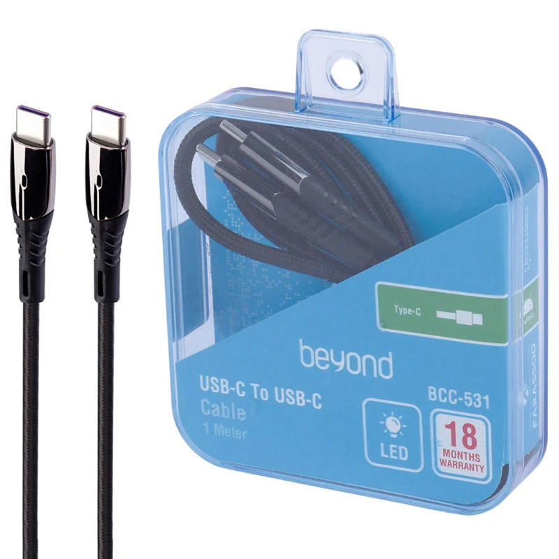 کابل تبدیل فست شارژ Beyond BCC-531 Type-C To Type-C 3A 60W 1m