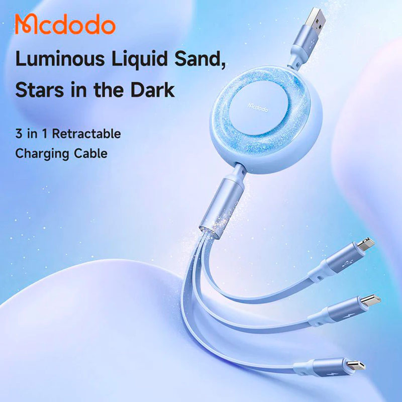 کابل ۳ سر فست شارژ Mcdodo Sparkling Series CA-373 6A 66W 1.2m