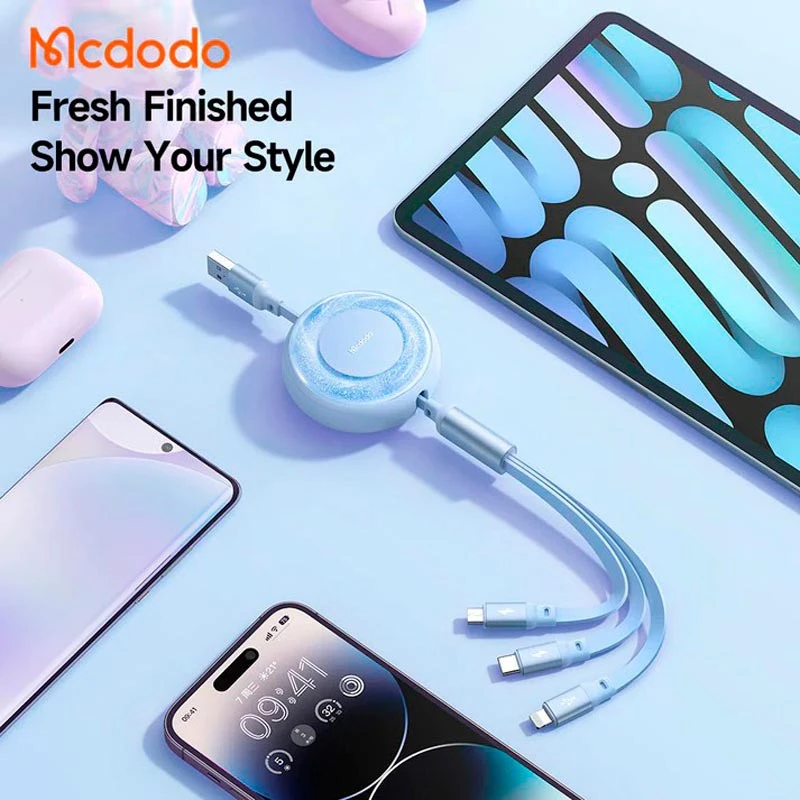کابل ۳ سر فست شارژ Mcdodo Sparkling Series CA-373 6A 66W 1.2m