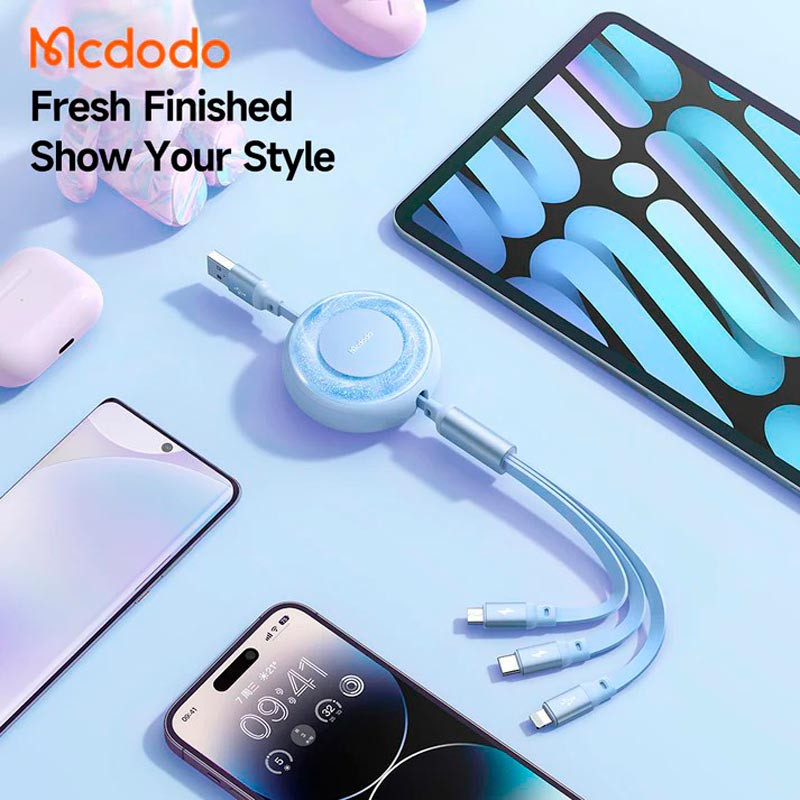 کابل ۳ سر فست شارژ Mcdodo Sparkling Series CA-373 6A 66W 1.2m