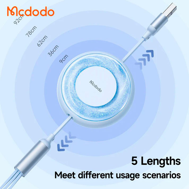 کابل ۳ سر فست شارژ Mcdodo Sparkling Series CA-373 6A 66W 1.2m