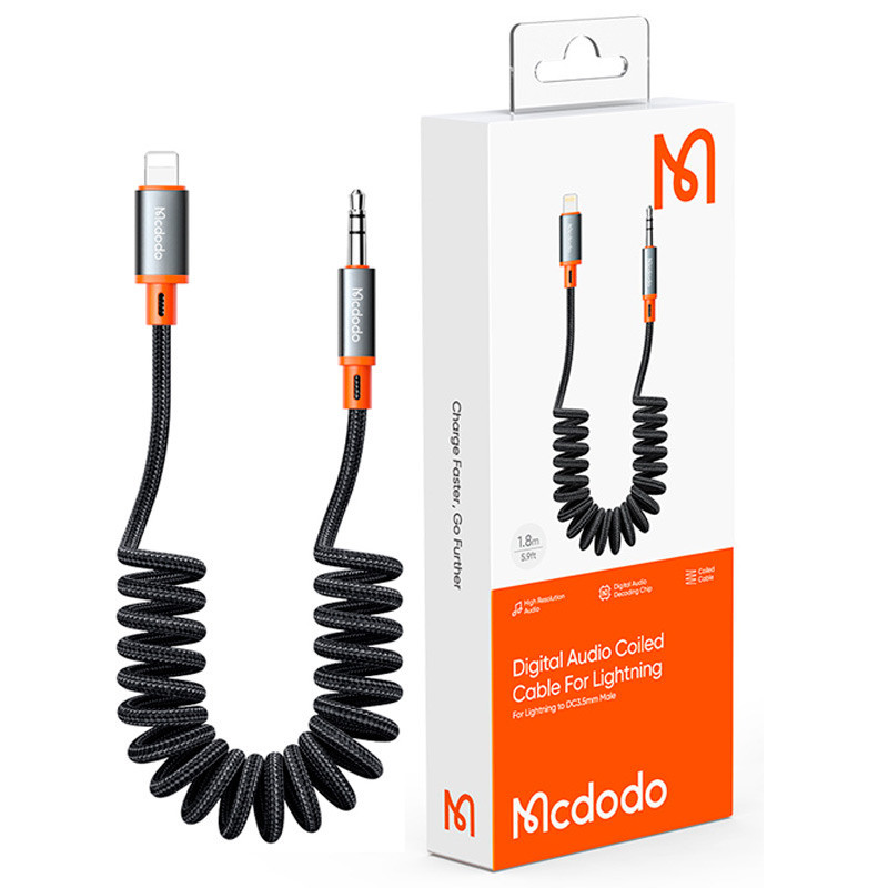 کابل تبدیل فنری Mcdodo CA-0890 Lightning To AUX 1.8m
