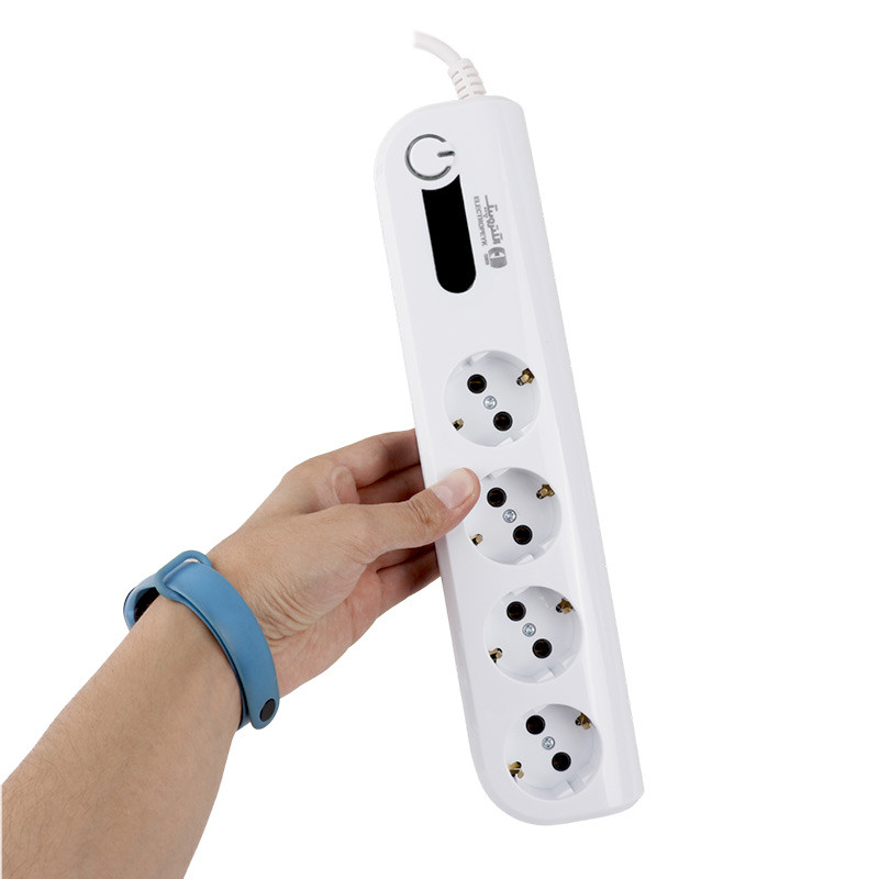 محافظ برق صوتی تصویری ۴ خانه ارت دار الکتروپیک با کابل ۲ متری PWS-04L2-Soma + شارژر USB