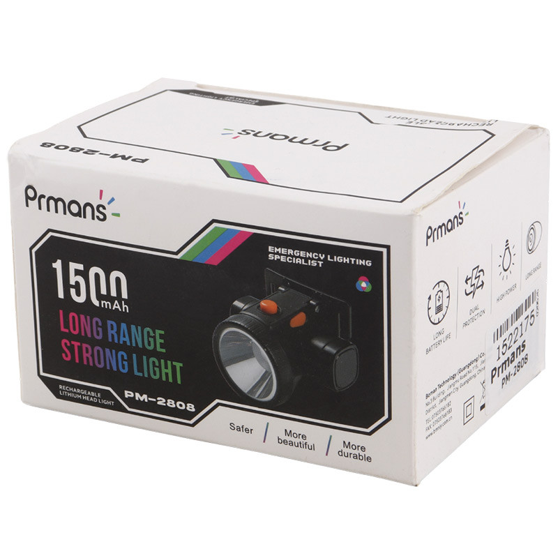 چراغ قوه پیشانی هدلایت شارژی Prmans PM-2808