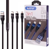 کابل سه سر فست شارژ 3.1 آمپر نیتو NT-UC038 طول 1.2 متر