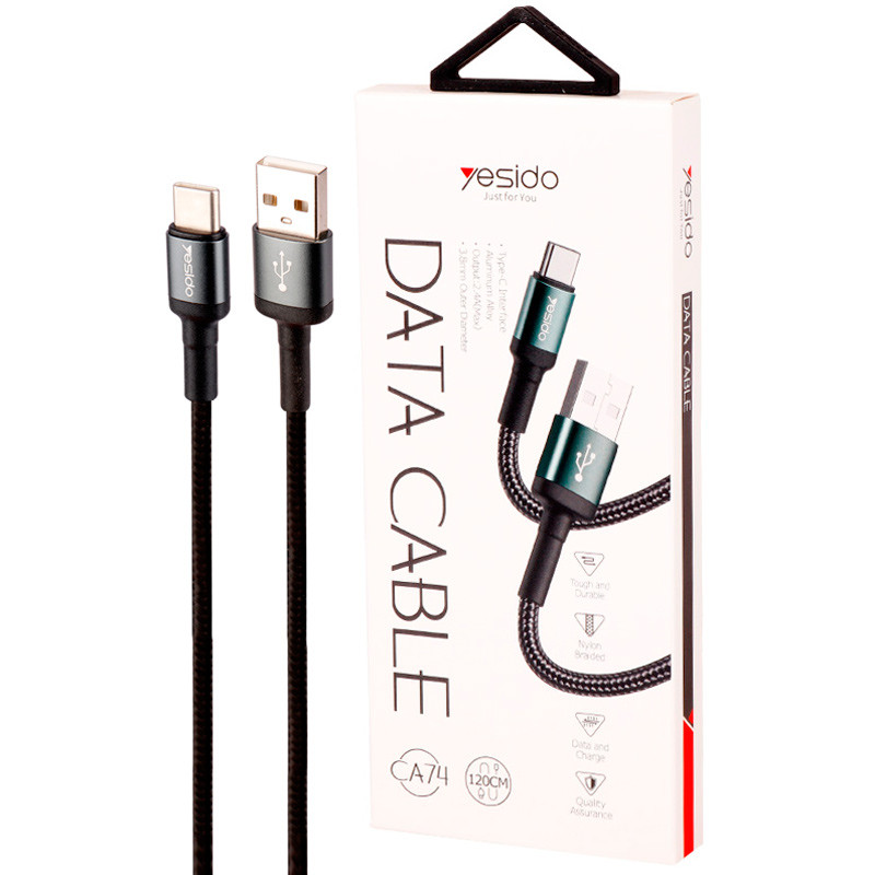 کابل تایپ سی فست شارژ Yesido CA74 2.4A 1.2m