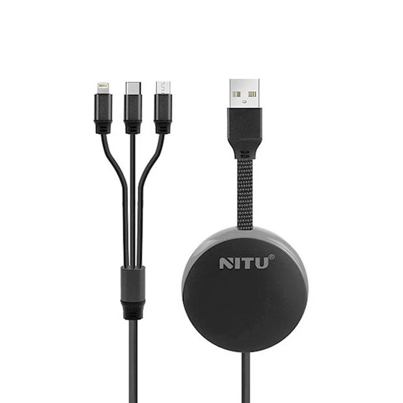 کابل سه سر فست شارژ نیتو NT-UC090 طول 1.2 متر