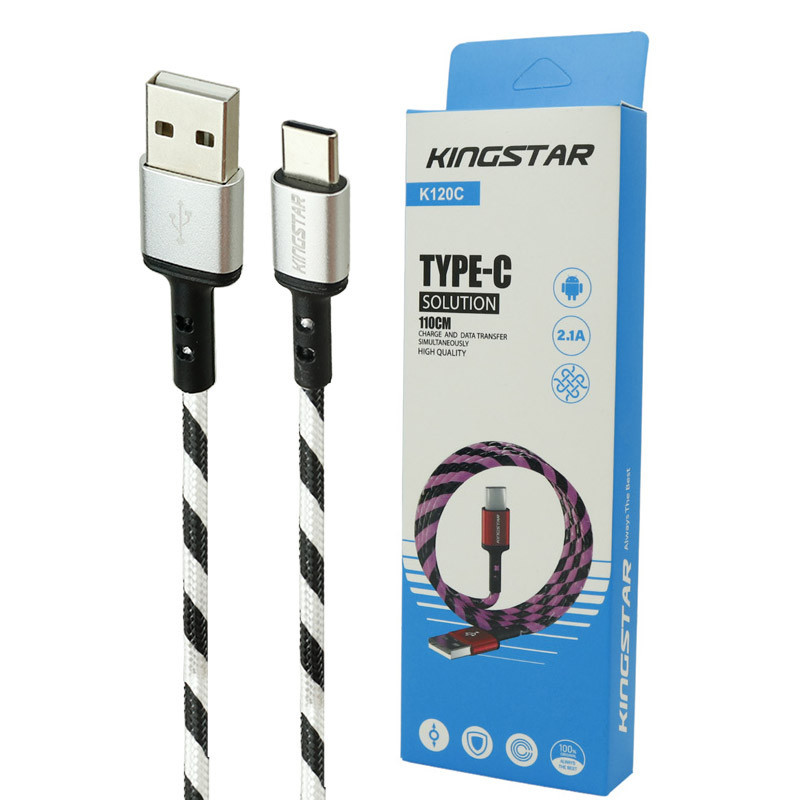 کابل تایپ سی KingStar K120C 2.1A 1.1m بسته 10 عددی
