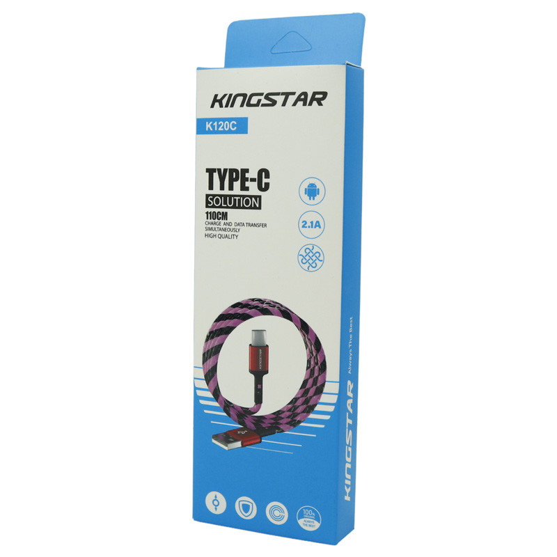 کابل تایپ سی KingStar K120C 2.1A 1.1m بسته 10 عددی