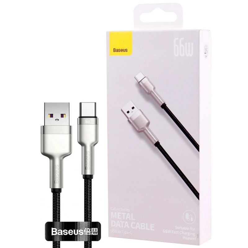 کابل کوتاه تایپ سی فست شارژ Baseus Cafule Series Metal CAKF000001 6A 66W 25cm