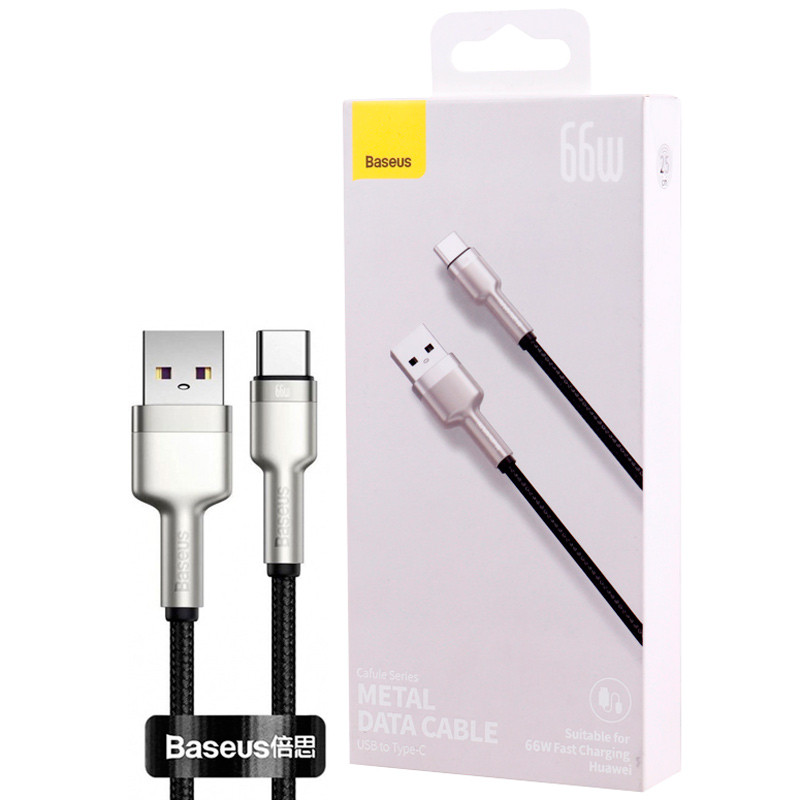 کابل کوتاه تایپ سی فست شارژ Baseus Cafule Series Metal CAKF000001 6A 66W 25cm