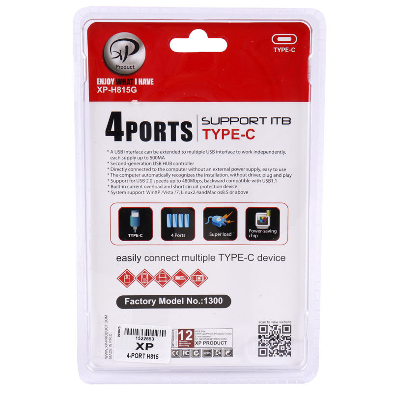 هاب 4 پورت USB2.0 ایکس پی-پروداکت XP-H815G