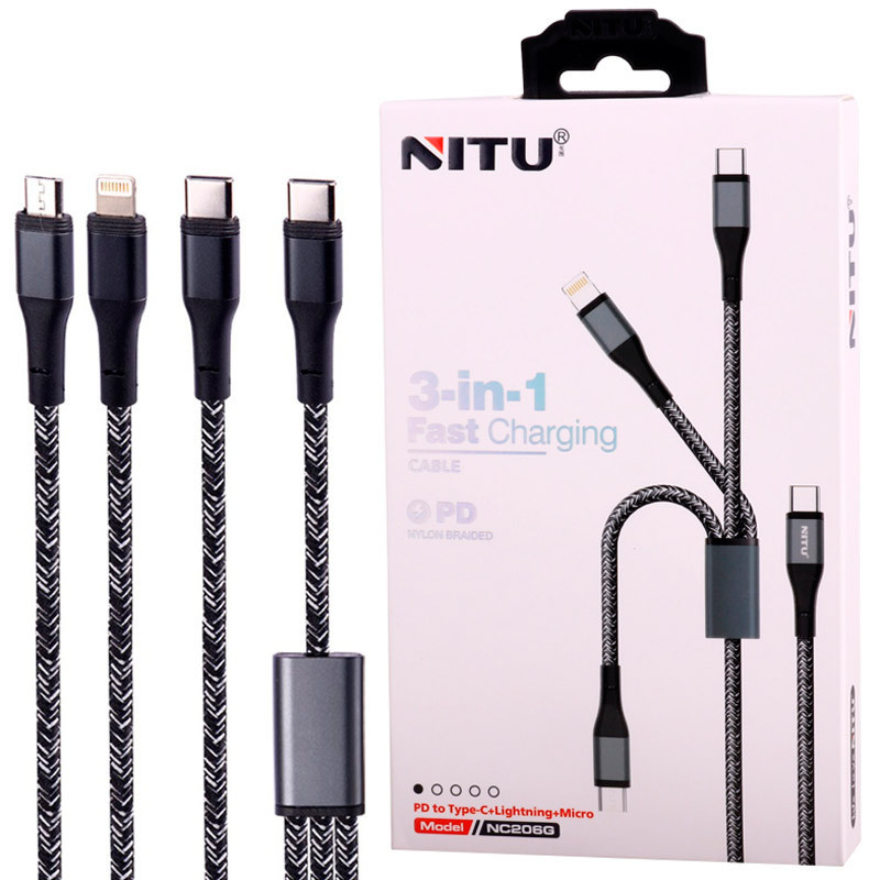 کابل 3 سر فست شارژ Nitu NC206G PD 1.2m
