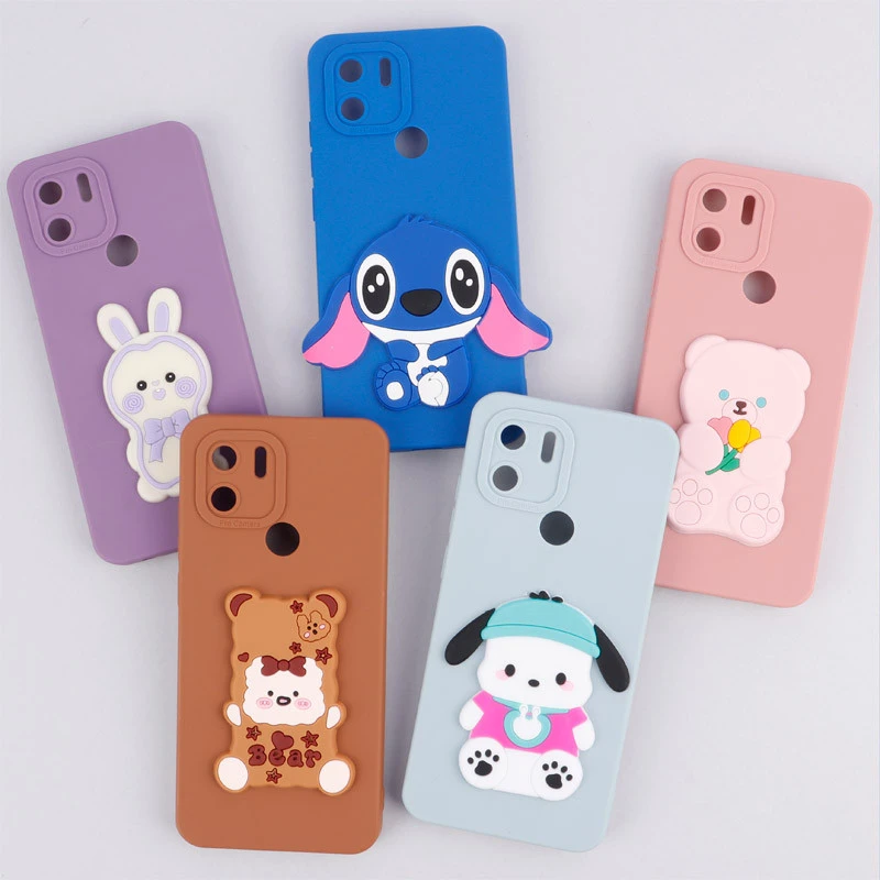 قاب سیلیکونی عروسکی برجسته محافظ لنزدار Xiaomi Redmi A1 Plus