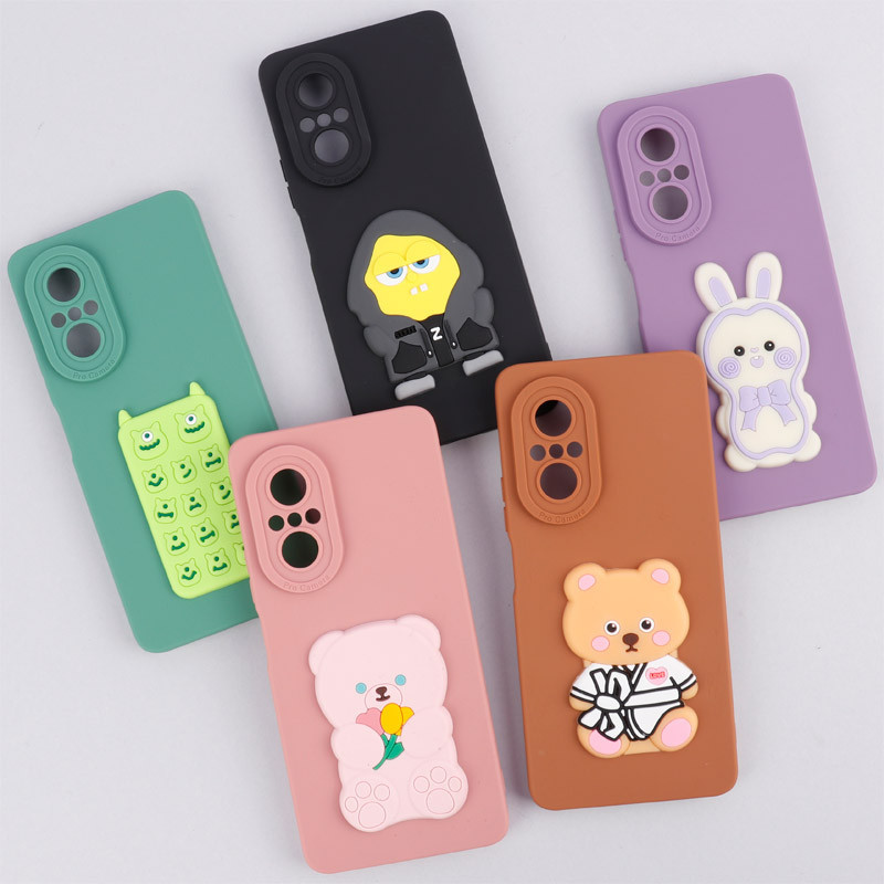 قاب سیلیکونی عروسکی برجسته محافظ لنزدار Huawei Nova 9 SE