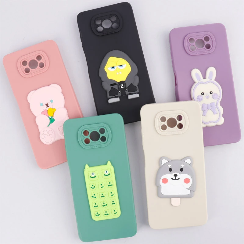 قاب سیلیکونی عروسکی برجسته محافظ لنزدار Xiaomi Poco X3