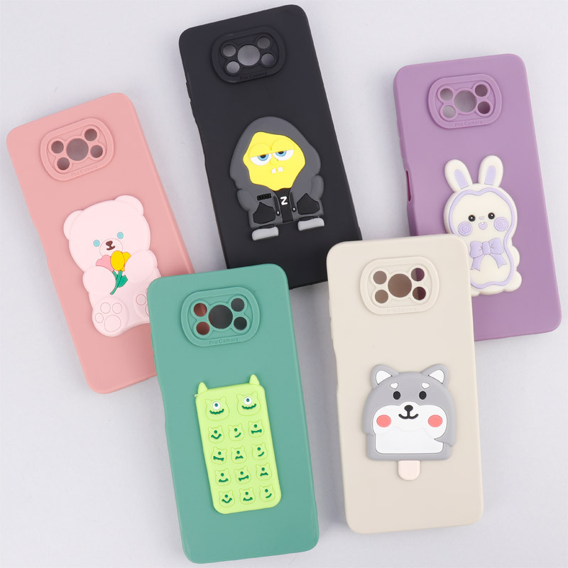 قاب سیلیکونی عروسکی برجسته محافظ لنزدار Xiaomi Poco X3