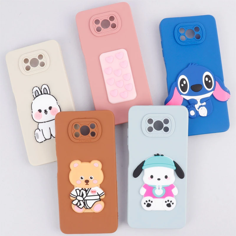 قاب سیلیکونی عروسکی برجسته محافظ لنزدار Xiaomi Poco X3