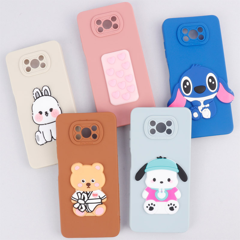 قاب سیلیکونی عروسکی برجسته محافظ لنزدار Xiaomi Poco X3
