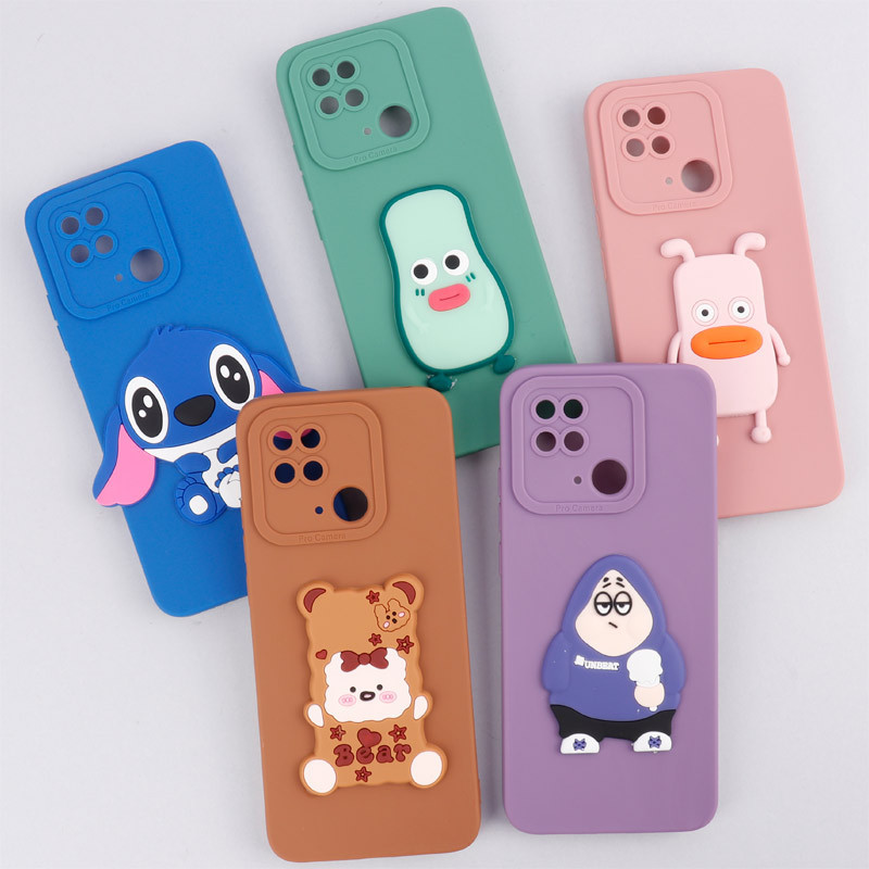 قاب سیلیکونی عروسکی برجسته محافظ لنزدار Xiaomi Redmi 10C