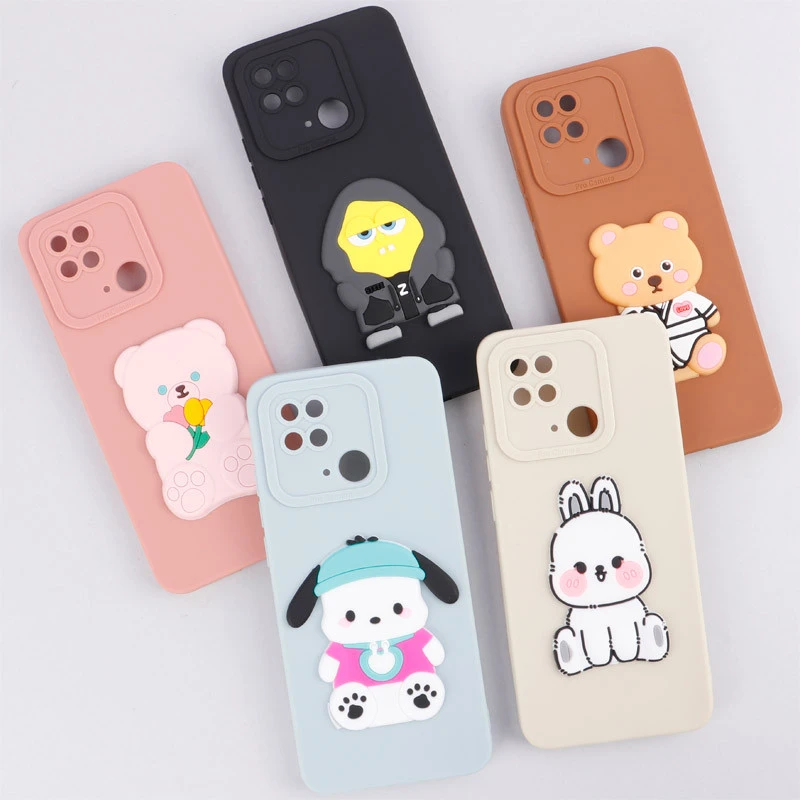 قاب سیلیکونی عروسکی برجسته محافظ لنزدار Xiaomi Redmi 10C