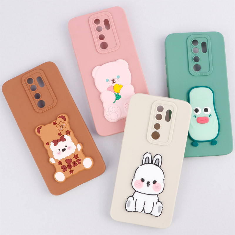 قاب سیلیکونی عروسکی برجسته محافظ لنزدار Xiaomi Redmi Note 8 Pro