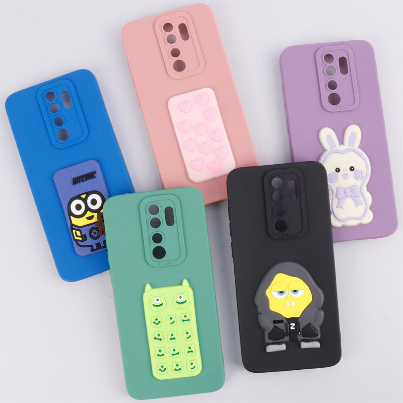 قاب سیلیکونی عروسکی برجسته محافظ لنزدار Xiaomi Redmi Note 8 Pro