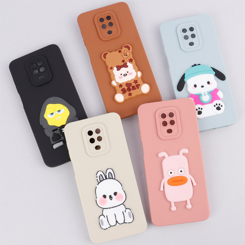 قاب سیلیکونی عروسکی برجسته محافظ لنزدار Xiaomi Redmi Note 9s / Note 9 Pro / Note 10 Lite