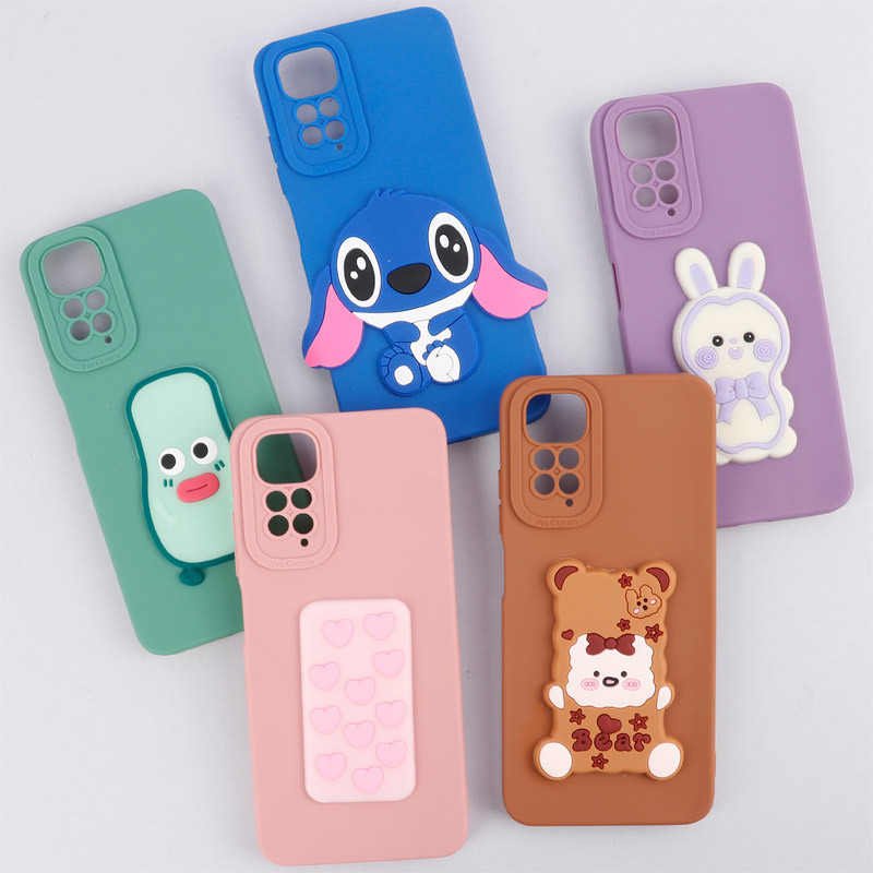 قاب سیلیکونی عروسکی برجسته محافظ لنزدار Xiaomi Redmi Note 11 4G