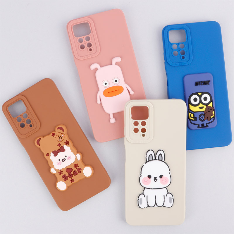 قاب سیلیکونی عروسکی برجسته محافظ لنزدار Xiaomi Redmi Note 11 Pro 4G