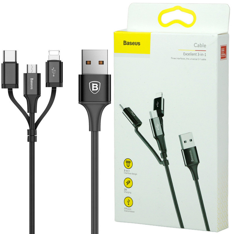 کابل ۳ سر Baseus CA3IN1-ZY 2A 1.2m