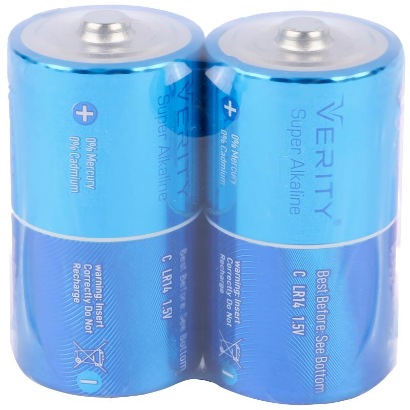 باتری دوتایی متوسط Verity Super Alkaline LR14 1.5V C شرینک