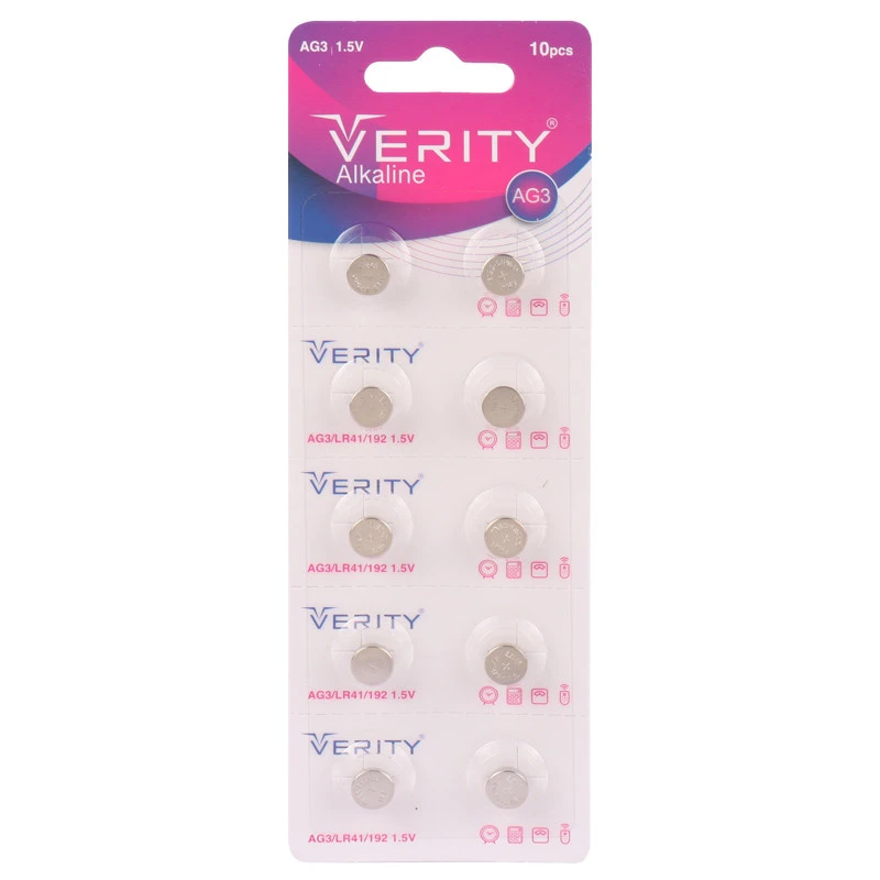 باتری سکه ای Verity Alkaline AG3 بسته ۱۰ عددی