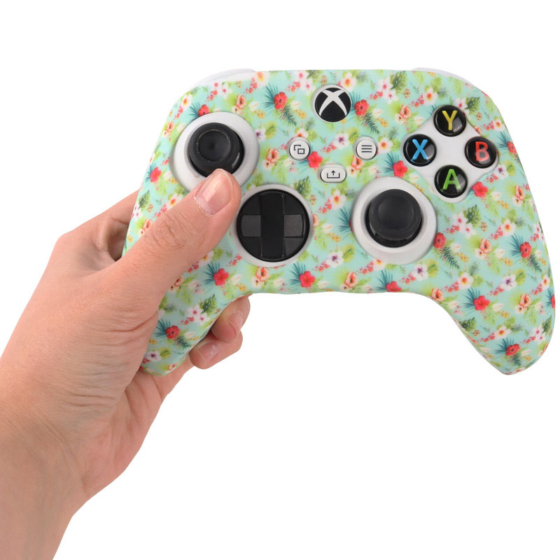 روکش دسته بازی Xbox X/S طرح گل زمینه سبز
