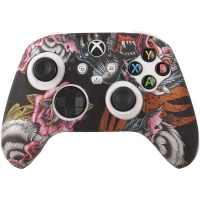 روکش دسته بازی Xbox X/S طرح گل و اژدها زمینه مشکی