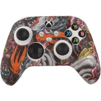 روکش دسته بازی Xbox X/S طرح گل و اژدها زمینه سفید