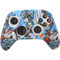 روکش دسته بازی Xbox X/S طرح کله اسکلت و گل آبی