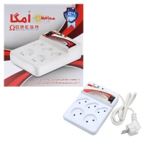 محافظ برق تلویزیون و یخچال فریزر 5 خانه کلید دار امگا با کابل 1/3 متری