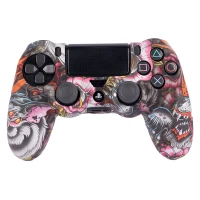 روکش دسته بازی PS4 طرح اژدها و گل زمینه سفید