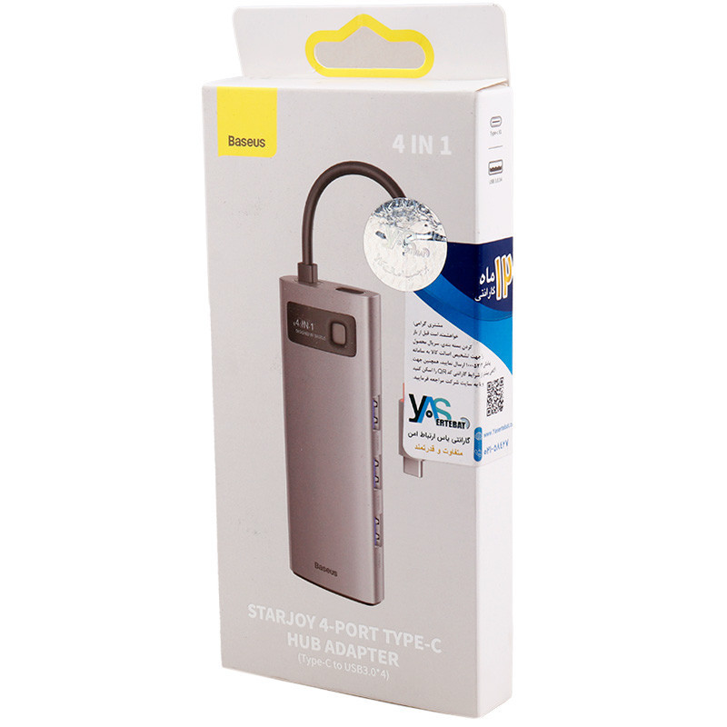 هاب 4 پورت Type-C باسئوس Starojy Metal Gleam Series WKWG070013
