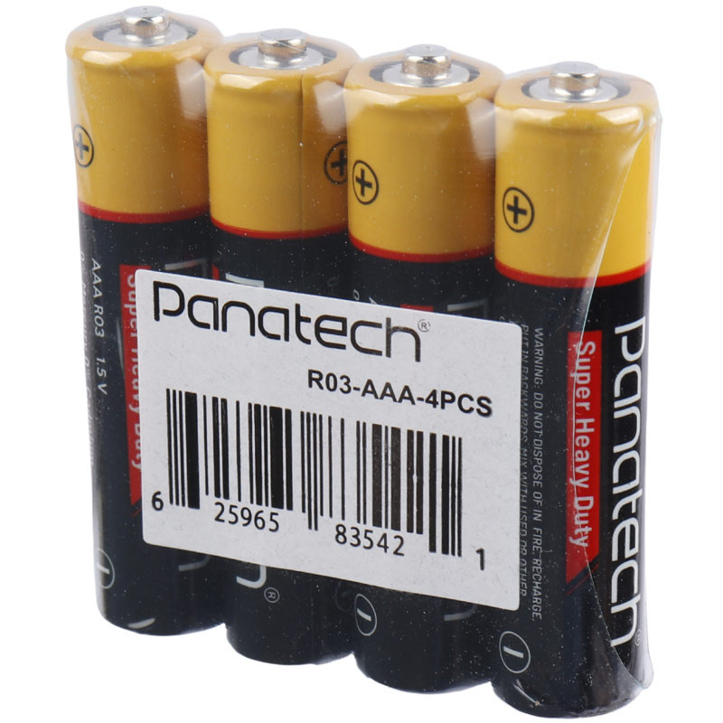 باتری چهارتایی نیم قلمی Panatech Super Heavy duty R03 1.5V AAA شرینک