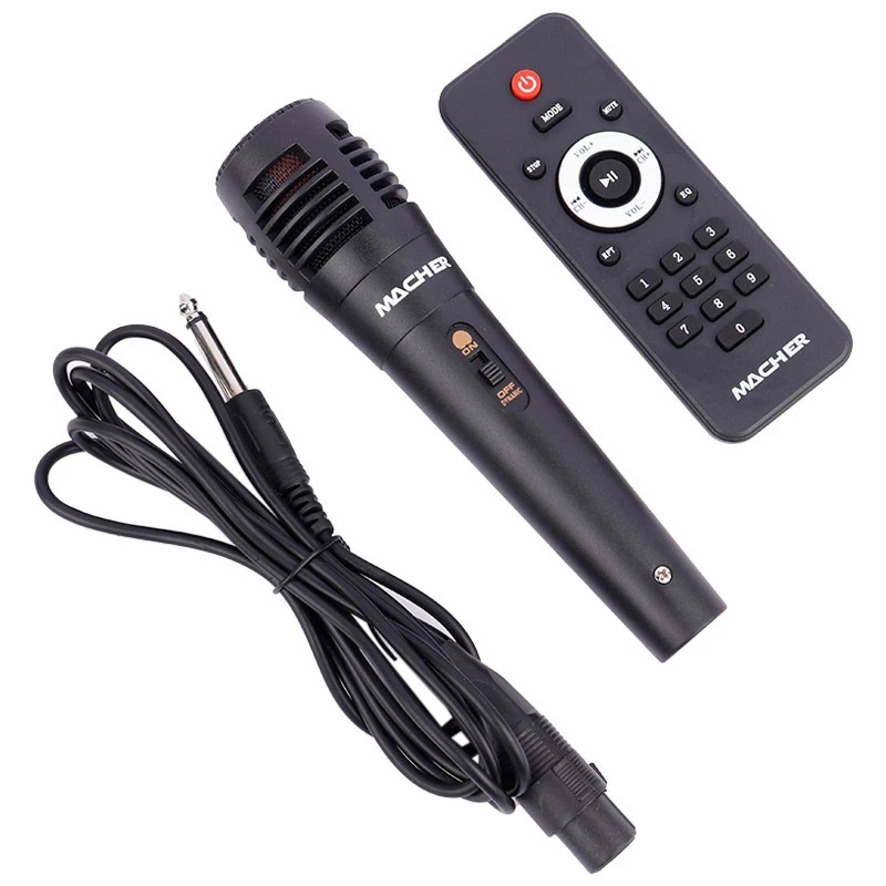 اسپیکر چمدانی بلوتوثی رم و فلش خور Macher MR-800 + میکروفون و ریموت کنترل