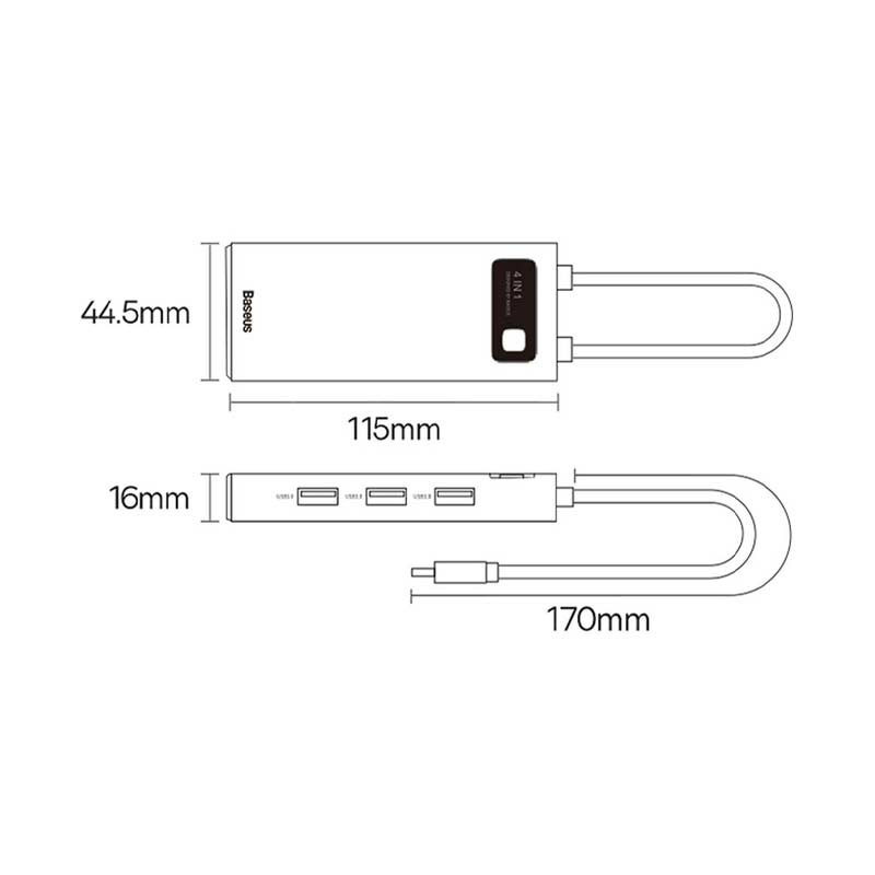هاب 4 پورت Type-C باسئوس Starojy Metal Gleam Series WKWG070013