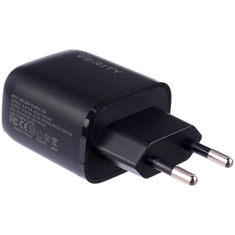 شارژر دیواری فست شارژ Verity AP 2126 0.5A QC3.0 PD 33W + کابل تایپ سی
