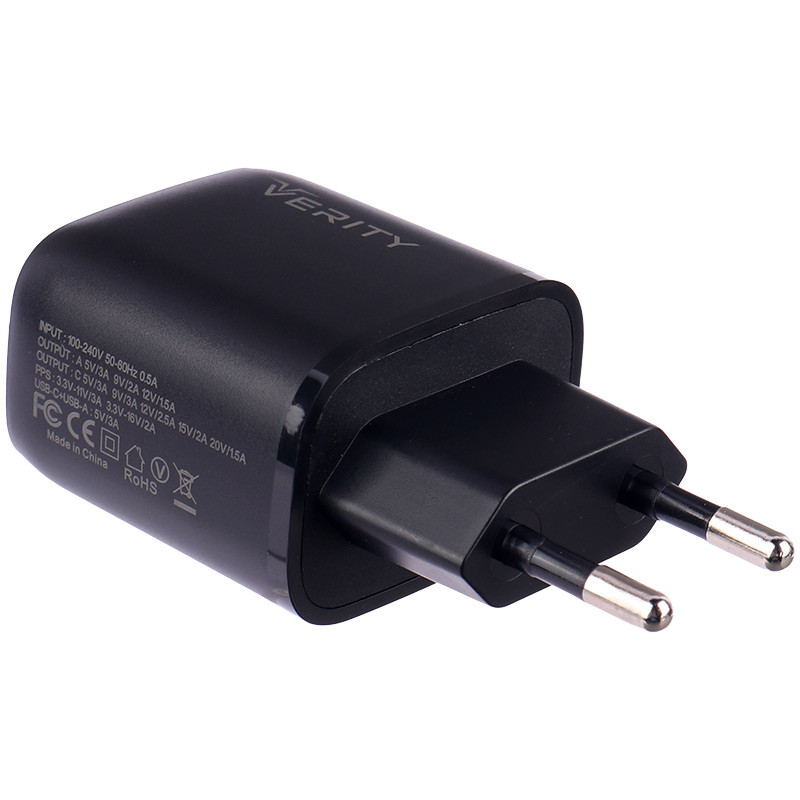 شارژر دیواری فست شارژ Verity AP 2126 0.5A QC3.0 PD 33W + کابل تایپ سی