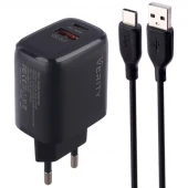 شارژر دیواری فست شارژ Verity AP 2126 0.5A QC3.0 PD 33W + کابل تایپ سی